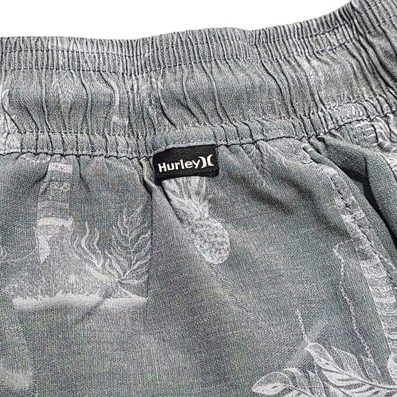Hurley Medium Asylum Volley 17 Shorts Gray Pineapple Palm Tree Casual Wear - Picture 7 of 14